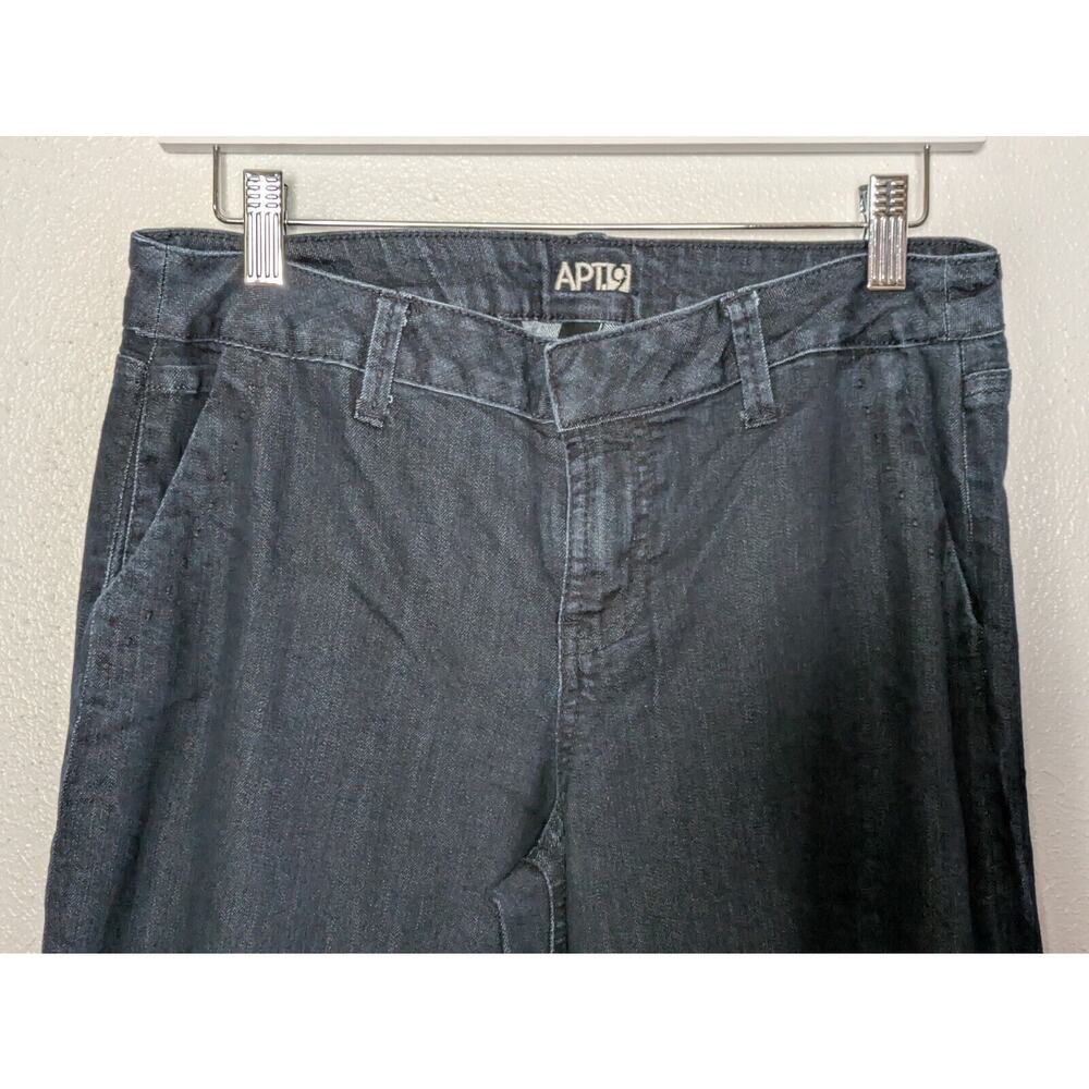 Apt. 9 Jeans Sz 6 Womens Dark Blue Pants Mid Rise Stretch Ladies Wide Leg Denim - Picture 4 of 10
